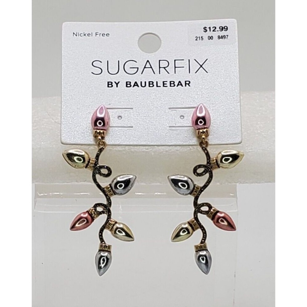 Christmas Lights Drop Earrings ~ Holiday Multicolor ~ Sugarfix by BaubleBar NWT - Picture 3 of 4